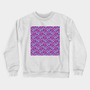 Retro Purple and Blue Floral Pattern Crewneck Sweatshirt